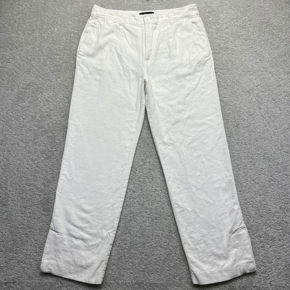 Sanctuary Pants Womens 31 White Linen Rayon Blend Relaxed Casual Beach Coastal